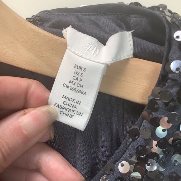 Gunmetal Long Sleeve Sequin Mini in S/M - Picture 3 of 5